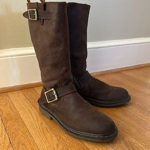 Dr. Martens Tall Leather Moto Riding Boots Brown Leather. Women’s Size 10.